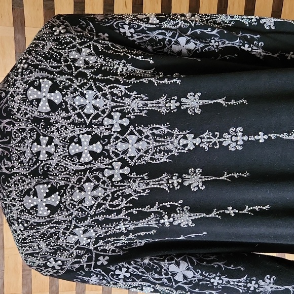 Vocal Black Diamond Embellished Open Cardigan - Picture 1 of 9